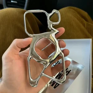 Hollow Electroplated Silver Magnetic Phone Case Compatible With IPhone Apple 16/15/14/13/12 Series