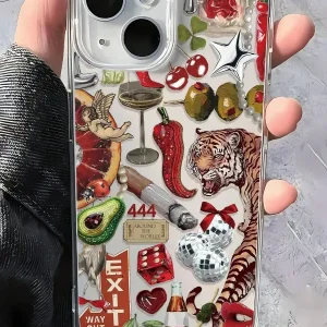 Stylish Tiger Pepper Collage Pattern for iPhone 17 to 11 Pro Max Plus